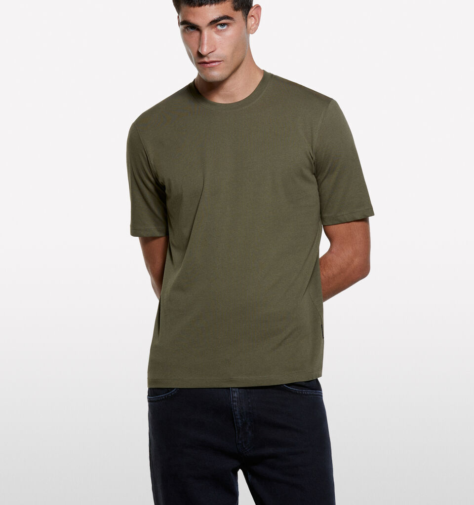 Kurzärmliges T-Shirt in Olivgrün mit normaler Passform - kurzärmeliges t-shirt für herren - Dunkelgrün | Sisley image number 3